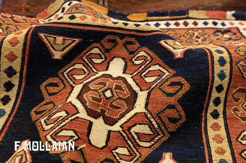 Antique Caucasian Saddle-Bag Kilim Rug (127x52 cm)